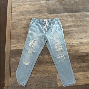 Garage Light Blue Distressed Women's Boot Cut Jeans